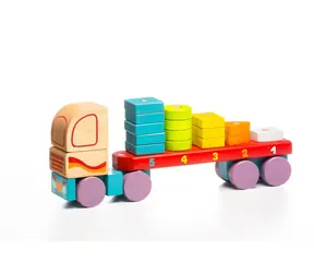 CUBIKA 13425 Ciężarówka z geometrycznymi kształtami - układanka drewniana / 19 elementów / od 18 miesięcy