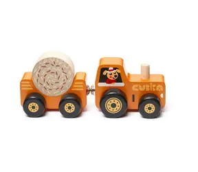 CUBIKA 15351 Traktor z przyczepą - drewniana układanka z magnesem / 3 części / od 3 lat