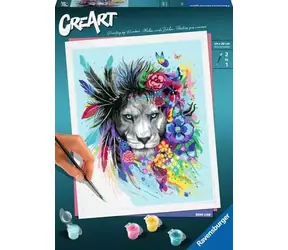 Ravensburger 201303 CreArt Kolorowy lew z kwiatami / wiek od: 12 lat / wersja: FI/DA/SV/IS/NO/CS/SK/EN