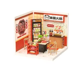 Robotime 3D Drewniana Układanka Miniatura Domek Azjatyckie Bistro Panda Gorący Garnek / od 14 lat