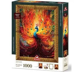 ART PUZZLE 5670 Puzzle z ramką i klejem 3w1 Kolorowy paw / 1000 elementów / od 15 lat