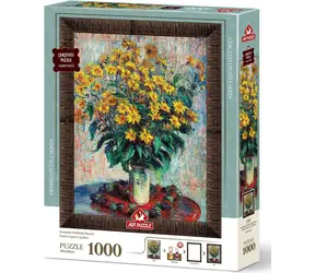 ART PUZZLE 5688 Puzzle z ramką i klejem 3w1 Kwiaty topinamburu / 1000 elementów / od 15 lat