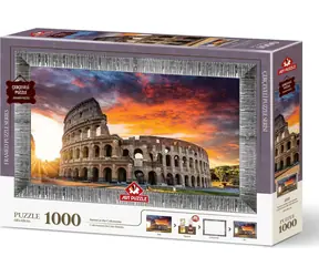 ART PUZZLE 5668 Puzzle z ramą i klejem 3w1 Zachód słońca NAD Koloseum / 1000 elementów / od 15 lat