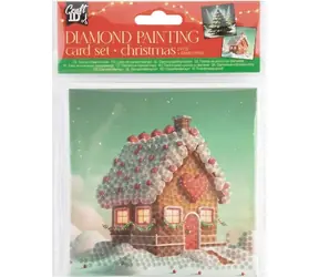 CRAFT ID Diamentowa kartka świąteczna z piernikowym domkiem i drzewkiem 13x13 cm