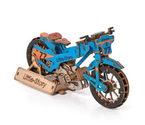 Drewniana układanka 3D Little Story Speedway Bike w kolorze niebieskim