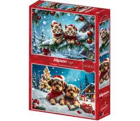 ALIPSON Puzzle świąteczne Kocięta i szczenięta / 2x500 elementów / od 12 lat