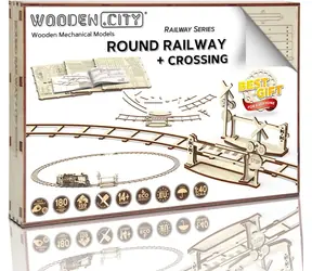 Drewniane puzzle 3D Wooden City Okrągłe tory z skrzyżowaniem / 159 elementów / od 14 lat