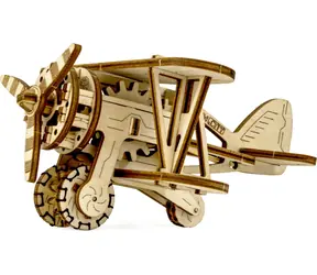Drewniane puzzle 3D Wooden City Dwupłatowiec / 63 elementy / od 14 lat