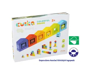 CUBIKA 14866 Kolorowe domki - drewniany zestaw konstrukcyjny 30 elementów