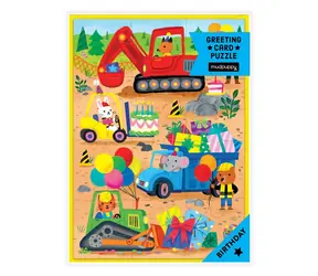Puzzle Mudpuppy z kartką okolicznościową Na placu budowy / 12 elementów / od 3 lat