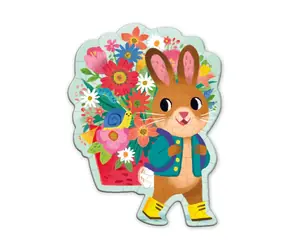 Puzzle Mudpuppy z kartką okolicznościową Króliczek z bukietem / 48 elementów / od 4 lat
