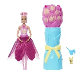 Lalka Barbie Petal Pop firmy Mattel JMF57 Kwiatowa niespodzianka Różowy tulipan / 3-12 lat