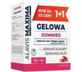 ALAVIS MAXIMA Gelowa Żelki truskawkowe 120 tabletek + 60 kapsułek / Kwas hialuronowy / Wsparcie kolagenu / bez cukru