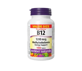Webber Naturals B12 o przedłużonym uwalnianiu 1200 mcg 150 tabletek