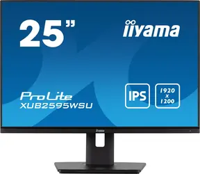25" IIYAMA Prolite XUB2595WSU-B5 czarny / IPS / 1920x1200 / 16:10 / 4ms / 1000:1 / 300cd / głośnik / VGA / HDMI / DP
