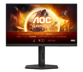 27" AOC 27G4X czarny / IPS / 1920 x 1080 / 0,5 ms / 1000:1 / 300cd-m2 / HDMI + DP / VESA / głośnik