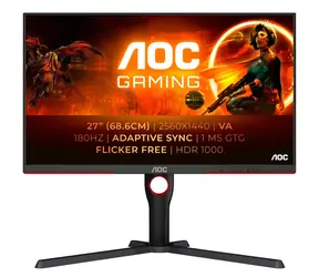 27" AOC AGON Q27G3XMN/BK czarny / LED / 2560 x 1440 / 16:9 / 1ms / 1000cd-m2 / HDMI + DP / VESA