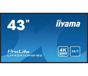 43" IIYAMA ProLite LH4341UHS-B2 czarny / IPS / 3840x2160 / 16:9 / 8ms / 1200:1 / 500cd / głośnik / VGA / HDMI 