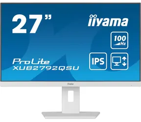 27" IIYAMA ProLite XUB2792QSU-B6 biały / IPS / 2560x1440 / 16:9 / 0,4 ms / 1300:1 / 250cd / głośnik / HDMI / DP