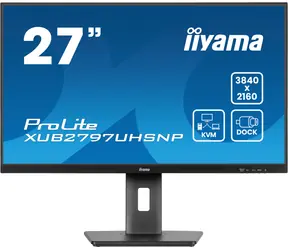 27" IIYAMA ProLite XUB2797UHSNP-B1 czarny / IPS / 3840 x 2160 / 16:9 / 4ms / 1300:1 / 350cd / głośnik / HDMI / DP / USB-C