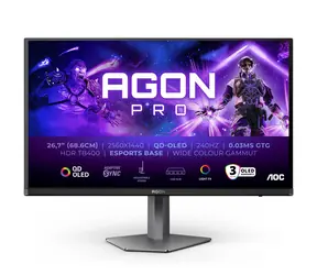 27" AOC AGON Pro AG276QZD2 czarny / OLED / 2560x1440 / 16:9 / 0,03 ms / 1,5 mil:1 / 250 cd-m2 / HDMI + DP / VESA