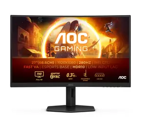 27" AOC Gaming C27G4ZXU czarny / VA / 1920x1080 / 16:9 / 1 ms / 80 mil:1 / 300 cd-m2 / HDMI + DP / VESA