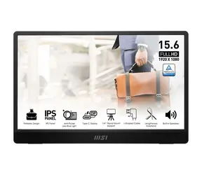 15,6" MSI PRO MP161 E2 czarny / 1920x1080 / IPS / 4ms / 16:9 / 800:1 / 250 cd-m2 / mini-HDMI + USB-C / przenośny