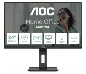 23,8" AOC 24P3CV czarny / IPS / 1920 x 1080 / 16:9 / 4 ms / 1000:1 / 300 cd-m2 / HDMI + DP + USB-C / VESA / obrotowy