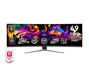49" MSI MPG 491CQPX QD-OLED czarny / QD-OLED / 32:9 / 5120x1440 / 1500000:1 / 0,03 ms / 450 cd-m2 / USBC / HDMI / DP / VESA