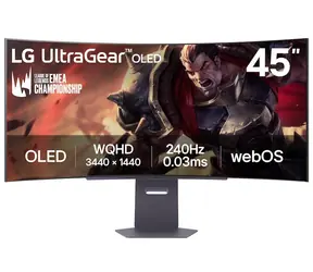 44,5" LG 45GX90SA-B czarny / OLED / 3440x1440 / 21:9 / 275 cd-m2 / 240 Hz / 0,03 ms / DP/ HDMI