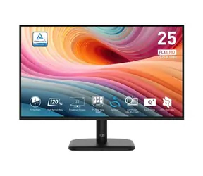 24,5" MSI PRO MP251L E2 czarny / 1920 x 1080 / IPS / 16:9 / 1 ms / 1000:1 / 250 cd-m2 / HDMI+DP / VESA
