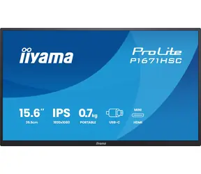 15,6" IIYAMA ProLite P1671HSC-B1 czarny / LED / IPS / 1920 x 1080 / 16:9 / USB-C + miniHDMI / 250 cd-m2 / monitor przenośny