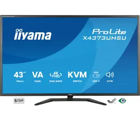 42,5" IIYAMA ProLite X4373UHSU-B2 czarny / LED / VA / 3840 x 2160 / 16:9 / 3 ms / 4000:1 / 450 cd-m2 / VESA