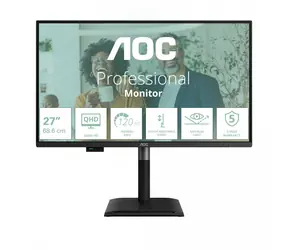 27" AOC Q27P4CV czarny / IPS / 2560x1440 / 16:9 / 4 ms / 1500:1 / 350 cd-m2 / HDMI + DP + USB-C / VESA