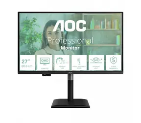 27" AOC Q27P4U czarny / IPS / 2560x1440 / 16:9 / 4 ms / 1500:1 / 350 cd-m2 / HDMI + DP + USB-C / VESA
