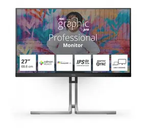 27" AOC Q27U3CV czarny / IPS / 2560x1440 / 16:9 / 4 ms / 1000:1 / 420 cd-m2 / HDMI + DP + USB-C / VESA