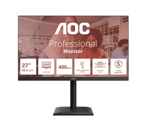 27" AOC U27E4CV czarny / IPS / 3840x2160 / 16:9 / 4 ms / 1200:1 / 400 cd-m2 / HDMI + DP + USB-C / VESA