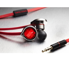 Słuchawki PerfectSound s101 /douszne / z elementami SWARKOVSKIEGO / stop aluminium i magnezu / 18 omów / jack 3,5 / czerwone