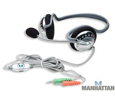 Słuchawki stereofoniczne Manhattan z mikrofonem / Kształtne / Czarne