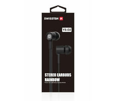 Swissten Earbuds Rainbow YS-D2 czarne / Słuchawki z mikrofonem / Jack 3,5 mm / 1,2 m