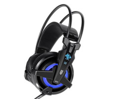 E-BLUE Auroza EHS950 FPS czarne / słuchawki gamingowe z mikrofonem / regulacja głośności / USB niebieskie podświetlenie / wibracyjne