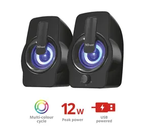 Zestaw głośników Trust Gemi RGB 2.0 czarny / Głośniki / 2.0 / 12W RMS / Jack 3,5mm