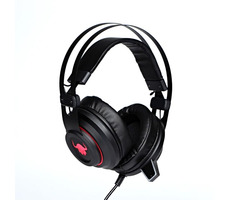 Red Fighter H3 / słuchawki gamingowe z mikrofonem / 2x jack 3,5mm+USB / podświetlenie / regulacja głośności / czarno-czerwone