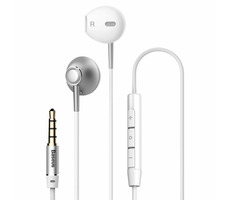 Baseus Encok H06 srebrny / słuchawki z mikrofonem / regulacja głośności / jack 3,5 mm / kabel 1,2 m