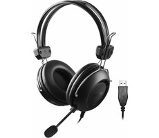 A4Tech HU-35 ComfortFit czarny / Gamingowy zestaw słuchawkowy z mikrofonem / Zintegrowany mikrofon / USB / 2 m 