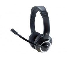 Conceptronic Polona Zestaw słuchawkowy USB czarny / przewodowy zestaw słuchawkowy ze sterowaniem / mikrofon / 32 ohm / USB 2.0 / 2m