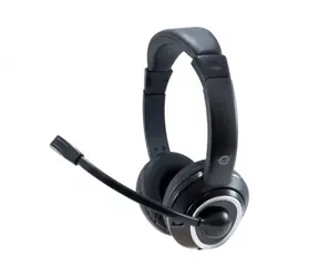 Conceptronic Polona Zestaw słuchawkowy USB czarny / przewodowy zestaw słuchawkowy ze sterowaniem / mikrofon / 32 ohm / USB 2.0 / 2m