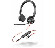 Poly BLACKWIRE 3325 czarny / zestaw słuchawkowy / mikrofon / dwie słuchawki / USB-A / gniazdo 3,5 mm / kontroler