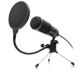 Niceboy VOICE czarny / mikrofon pojemnościowy stacjonarny / USB / Plug&Play / kardioidalny