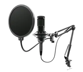 Uchwyt Niceboy VOICE czarny / mikrofon pojemnościowy stacjonarny / USB / Plug&Play / kardioidalny / stojak obrotowy
